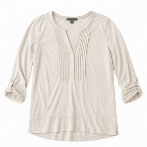Retro-ology Long Sleeve Split V-Neck Top